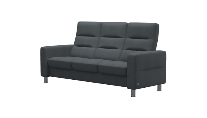 Stressless Wave 3 Seater Sofa in Yoredale Dark Grey Fabric